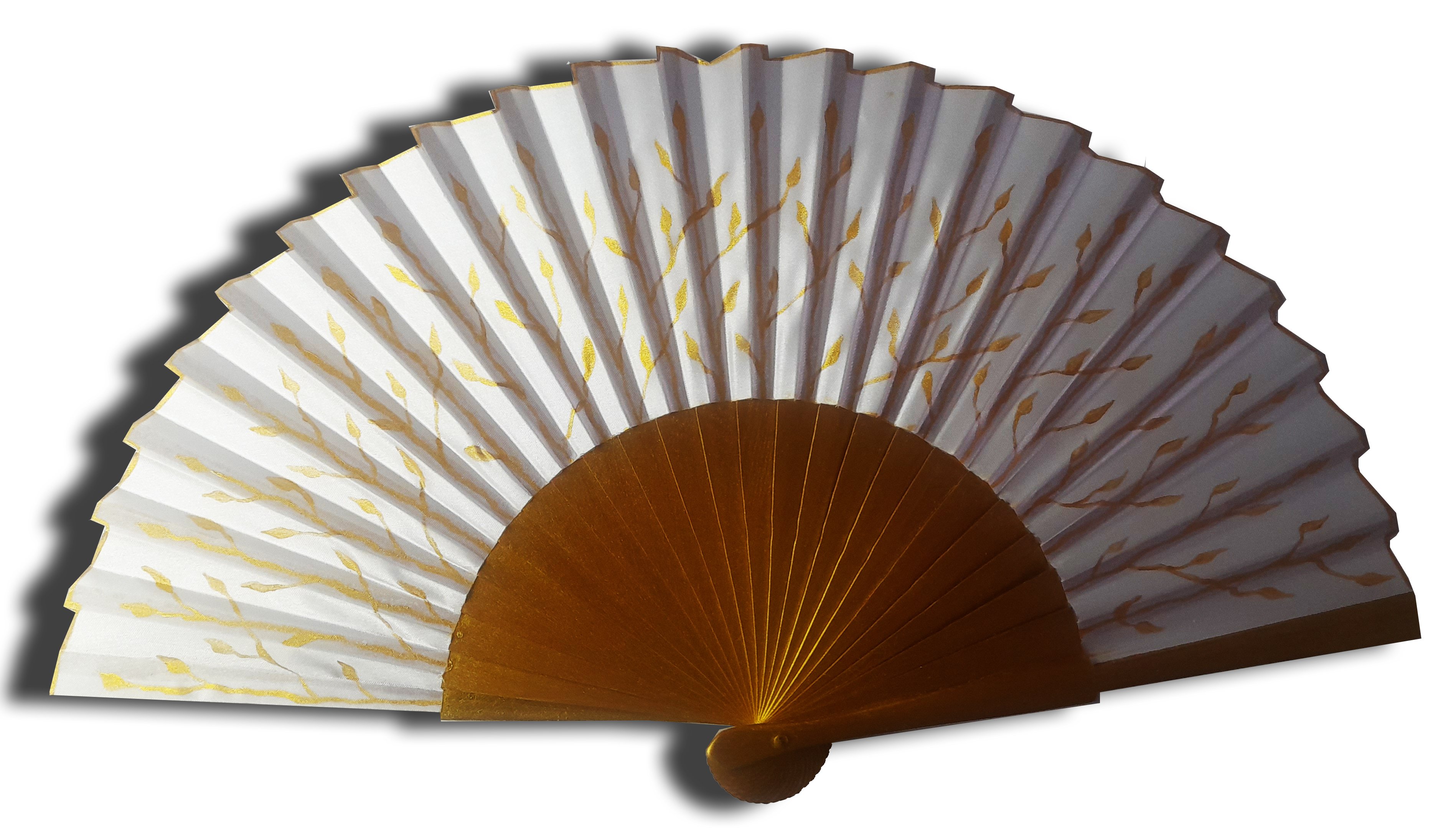 Eventail en soie dessin&eacute; et peint &agrave; la main 