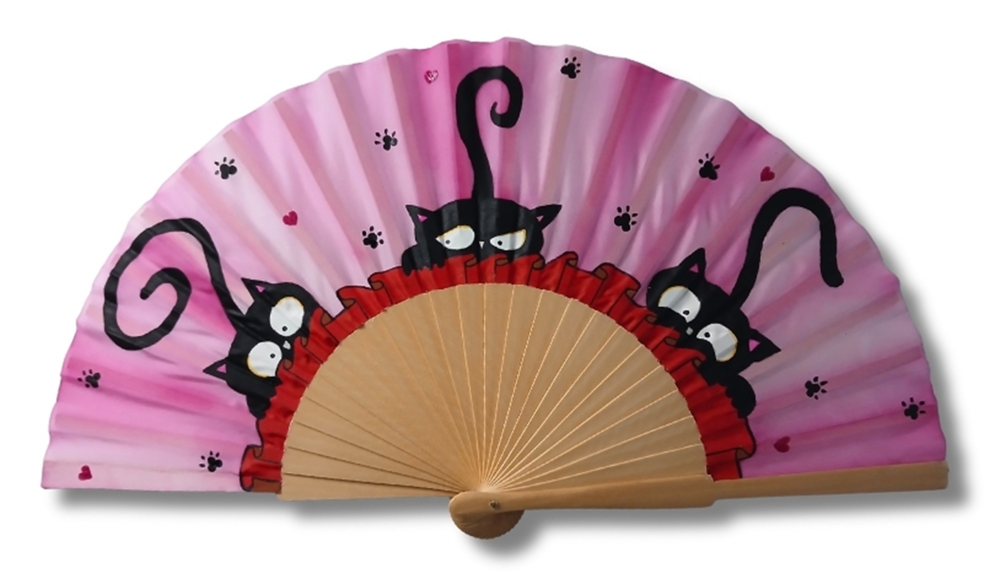 Eventail en soie haut de gamme bois sycomore