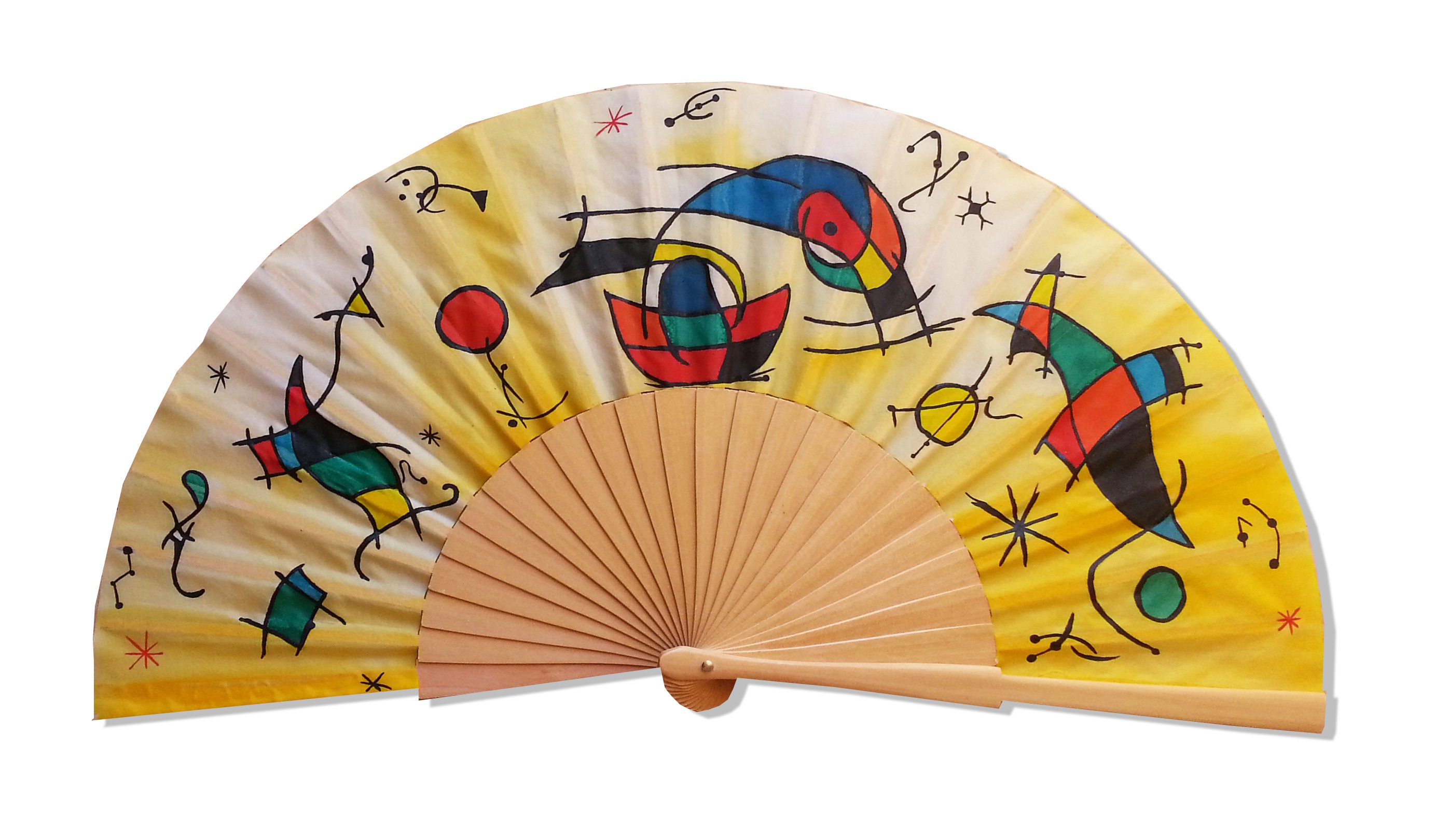 Eventail en soie haut de gamme bois sycomore