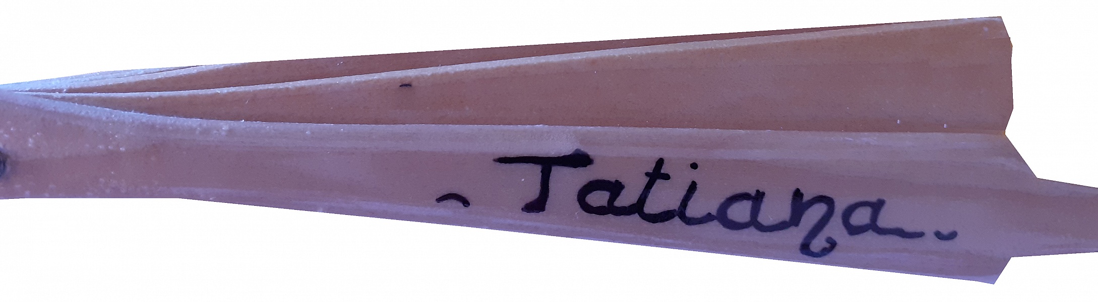 Éventail en bois peint à la main signé Tatiana.