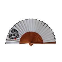 Fleur de mon coeur, éventail en satin dessiné et peint à la main 