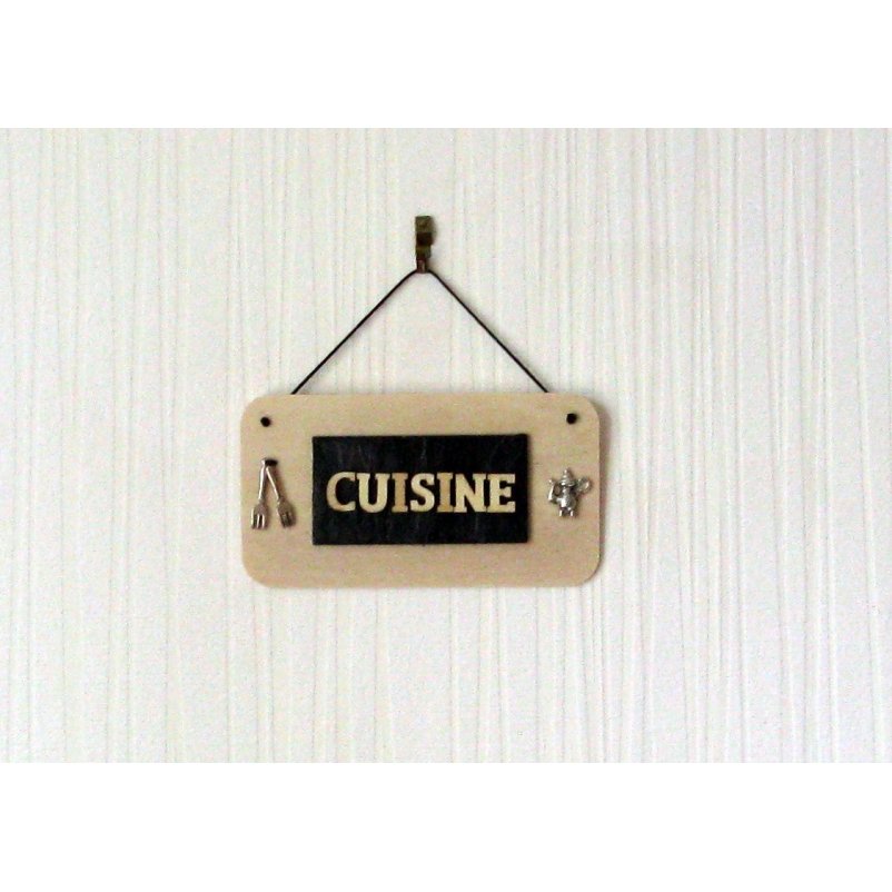 plaque de porte cuisine en bois et ardoise