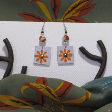 boucles d'oreille fleur orange, création unique