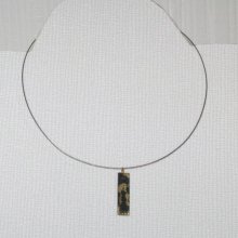 Petit Pendentif pour Femme et Ado en Ardoise Or ou Argent au choix, monté sur Câble gainé, Création Artisanale