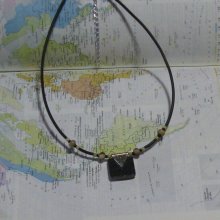 collier femme et ado beige et noir de style etnique nature, fait main