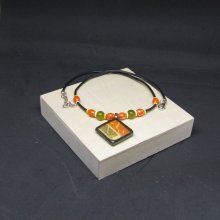 Collar de pizarra naranja y verde para mujer, creación única