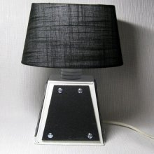 petite lampe ardoise et métal blanc et noir