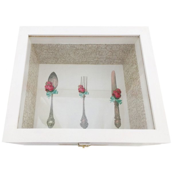 Caja de madera con tapa de cristal. Modelo : good day