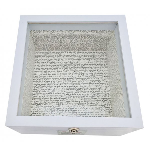 Caja de madera y su tapa de cristal. Modelo : carta de agua de rosas