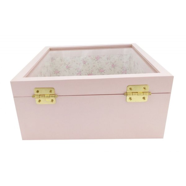 Caja de madera y su tapa de cristal. Modelo : té rosa