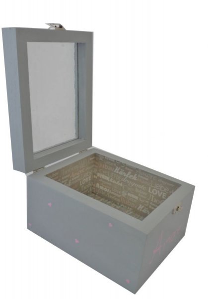 Caja de madera con tapa de cristal