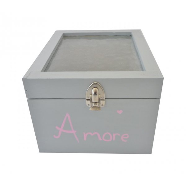 Caja de madera con tapa de cristal