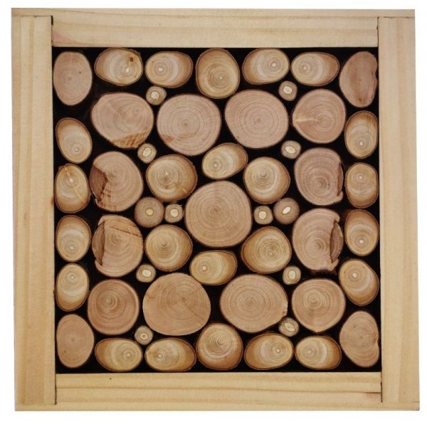 Salvamantel en troncos de madera avellana / lila, reversible en taza con decoraci&oacute;n craquelada dorada