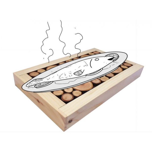 Dessous-de-plat en rondin de bois merisier / prunier, r&eacute;versible en coupelle d&eacute;cor petite feuille grise