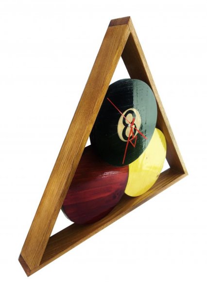 Reloj de madera maciza de casta&ntilde;o y pino modelo "billar
