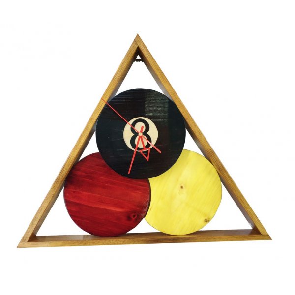 Reloj de madera maciza de casta&ntilde;o y pino modelo "billar