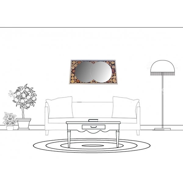 Espejo de tronco rectangular 39 x 20 cm gris