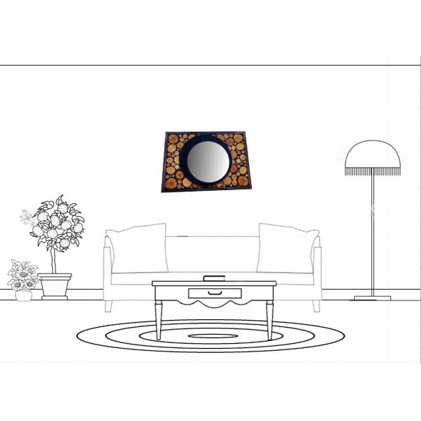 Espejo rectangular de madera de &eacute;bano 31 x 22