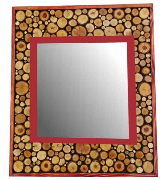 Gran espejo rectangular de madera de caoba roja 47 x 56 cm