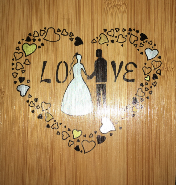 Cartel "Mari&eacute;s" (matrimonio) 15x15 cm