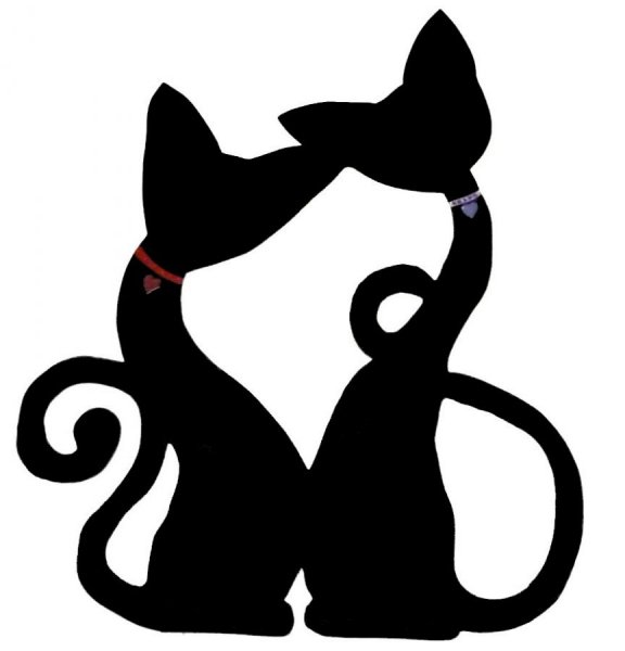 Letrero de madera para puerta o pared modelo : pareja gato gran coraz&oacute;n abrazo 46x40 cm negro