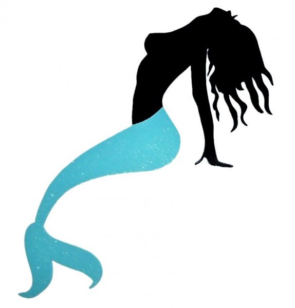 Letrero de madera para pared o puerta modelo: sirena bicolor con lentejuelas 24x53 cm 