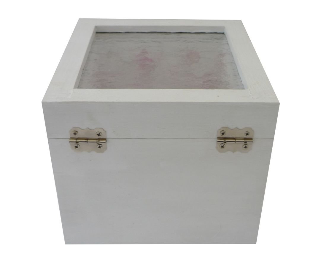 Pequeña caja de madera maciza con decoración de cupcakes blancos