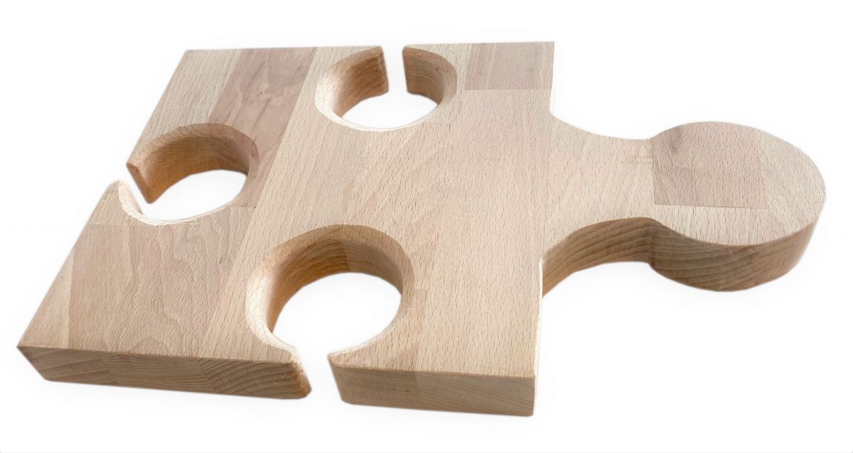 Tabla de Cortar de Madera de Haya Natural Modelo Fsc Pieza de Puzzle 3 Ranuras de Cristal