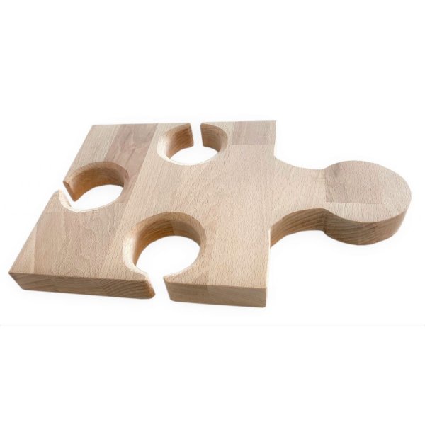 Tabla de Cortar de Madera de Haya Natural Modelo Fsc Pieza de Puzzle 3 Ranuras de Cristal