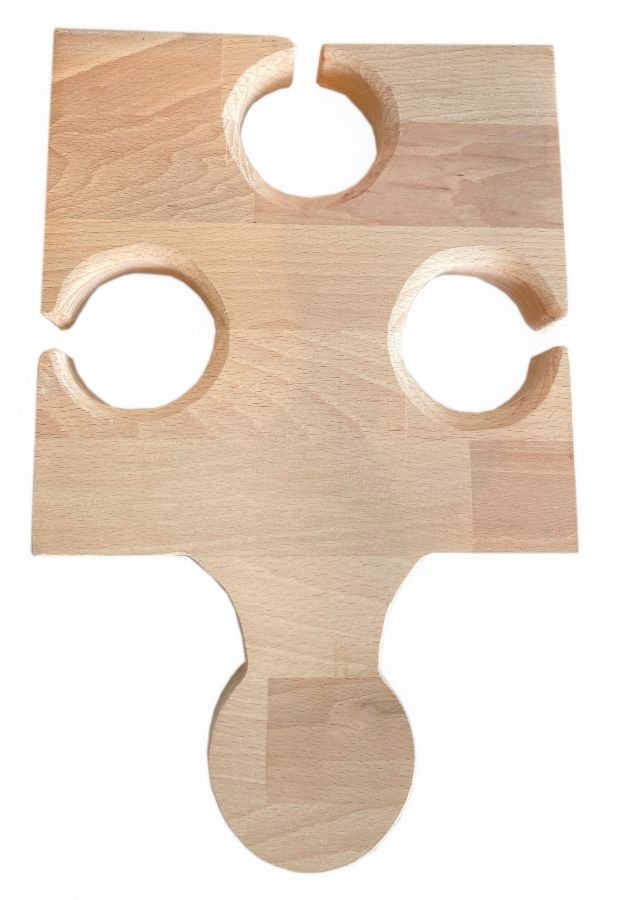 Tabla de Cortar de Madera de Haya Natural Modelo Fsc Pieza de Puzzle 3 Ranuras de Cristal