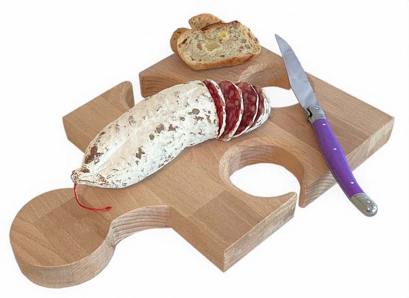 Tabla de Cortar de Madera de Haya Natural Modelo Fsc Pieza de Puzzle 3 Ranuras de Cristal