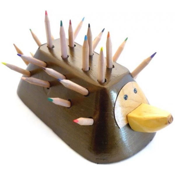 Set de madera para la vuelta al cole modelo: Erizo (portal&aacute;pices y perchero de pared)