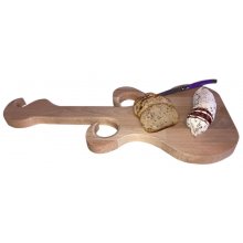 Tabla de cortar de madera de haya natural FSC modelo guitarra lugar para 2 vasos