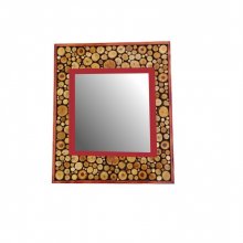 Gran espejo rectangular de madera de caoba roja 47 x 56 cm