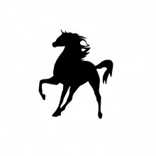 Letrero de madera para pared o puerta modelo: caballo al galope 37x47 cm negro