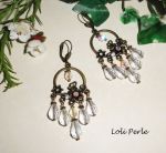 Pendientes flor y gota con gotas de cristal