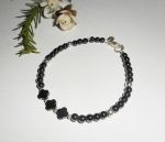 Pulsera original flores y pequeñas piedras en hematites con tubos de plata 925