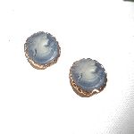 Pendientes camafeo azul en pinza