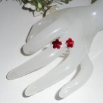 Anillo doble flor de cristal Swarovski rojo