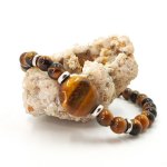 Pulsera de hombre con piedras de ojo de tigre y acero inoxidable 