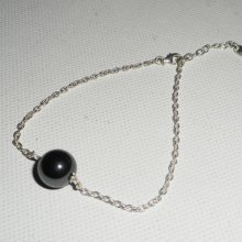 Pulsera de plata 925 con perla hematites sobre cadena de plata