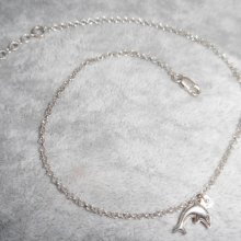 Pulsera/tobillera con delfín en cadena de plata 925