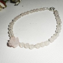 Pulsera de cuarzo rosa y perlas con cierre de plata