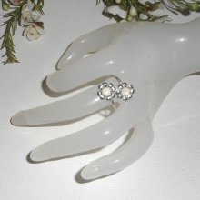 Original anillo de plata 925 con flores y cristal de Swarovski blanco