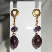 Pendientes de cristal de Murano y cristal violeta