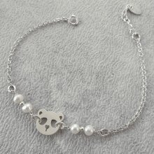 Pulsera de perlas cultivadas con panda en plata 925