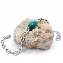 Pulsera de piedra rubizolita azul sobre cadena de acero en grano de café 