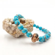 Pulsera de hombre con piedras de jaspe marrón y amazonita y acero inoxidable