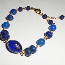 Pulsera de cristal de Murano y piedras semipreciosas azules
