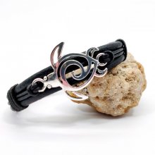 Pulsera de tortuga marina con cordón de cuero negro